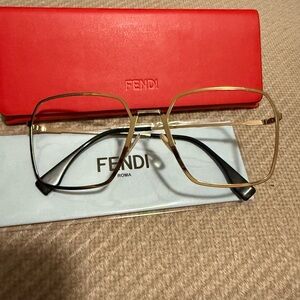 Fendi Gold Glasses with Red Case